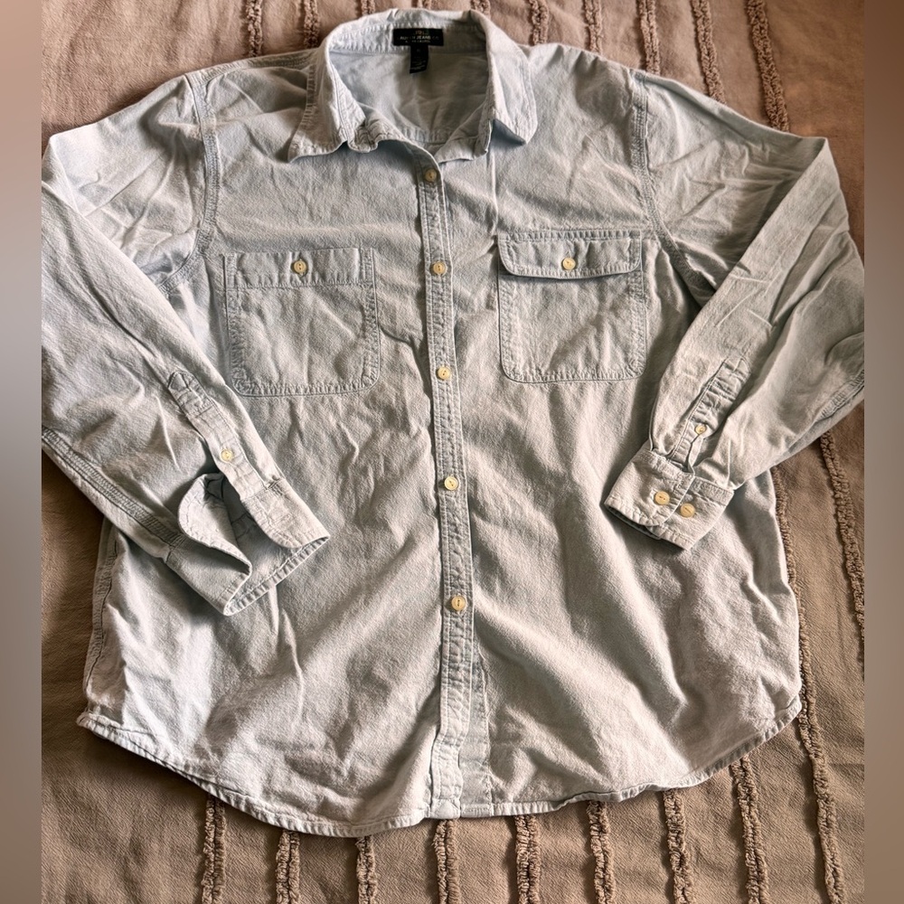 100% Cotton Green Label Lauren Ralph Lauren Women’s Light Blue Button Up